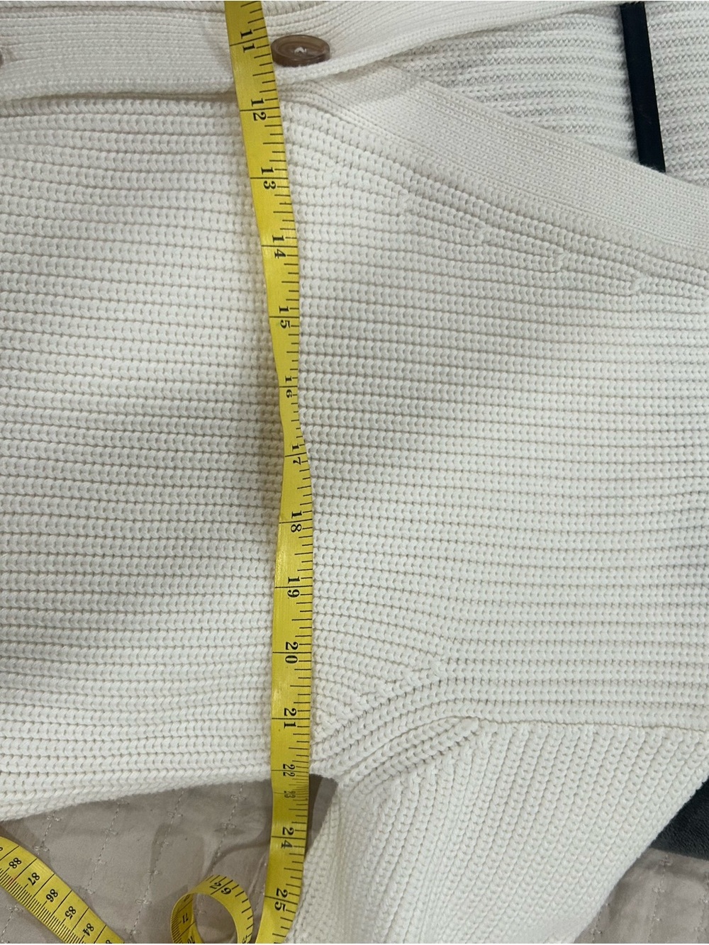 Quince Cream Button-Front V-Neck Knit Cardigan 100% cotton - Picture 8 of 8